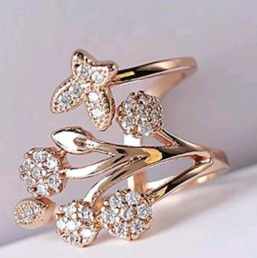 Gold/Sivler Butterfly Tree Rhinestone Adjustable - Picture 7 of 8